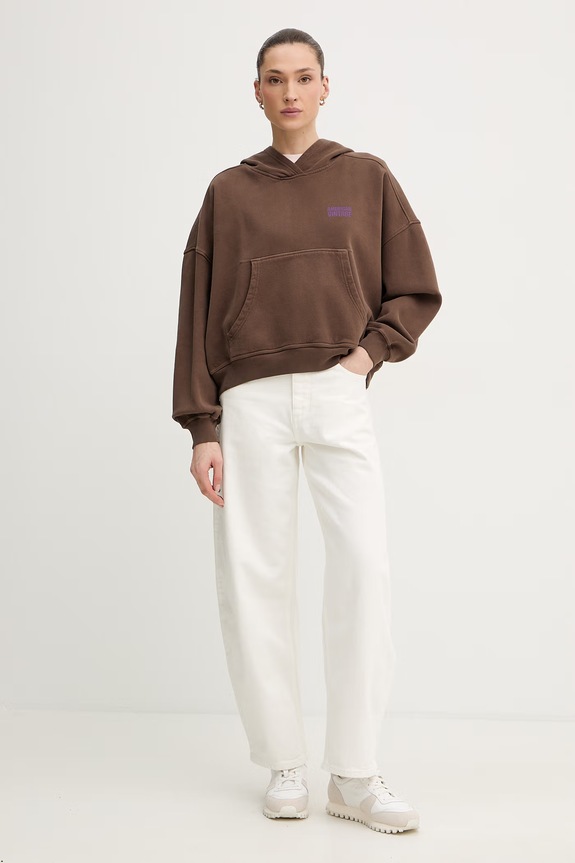 American Vintage Mikina s kapucňou dámska bavlnená PLI03D hnedá SS26
