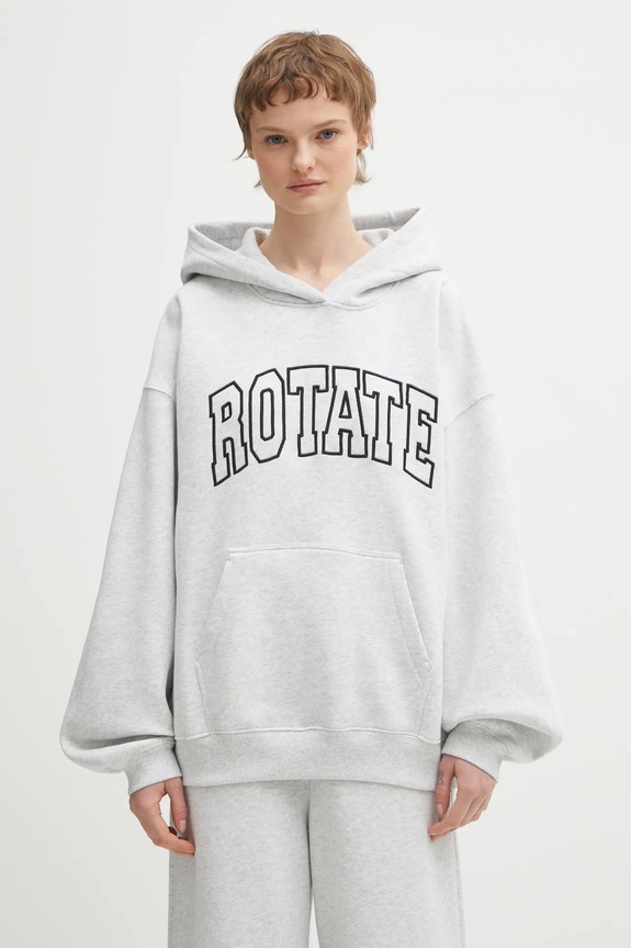 Rotate felpa con cappuccio in cotone da donna applique grigio 1153321473