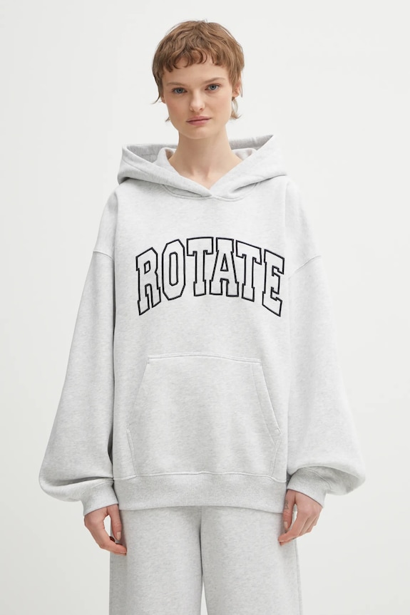 Rotate felpa con cappuccio in cotone da donna applique grigio 1153321473