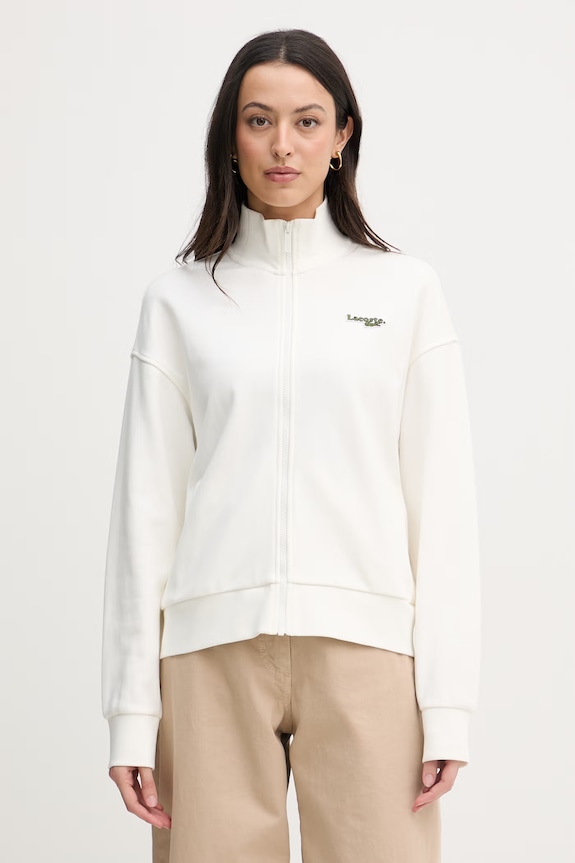 Lacoste hanorac cu fermoar de femei cu bumbac bej SF0040