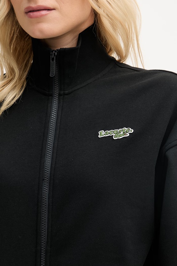 Lacoste hanorac cu fermoar damski cu bumbac SF0040 negru