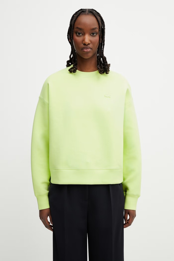 Lacoste felpa con cotone da donna verde SF0046