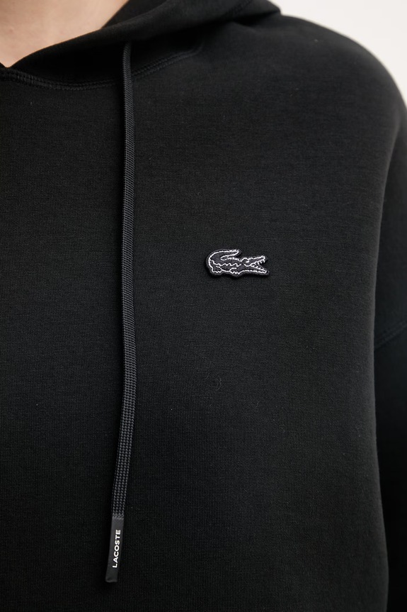 Lacoste bluza z kapturem damska z bawełną SF0048 czarny