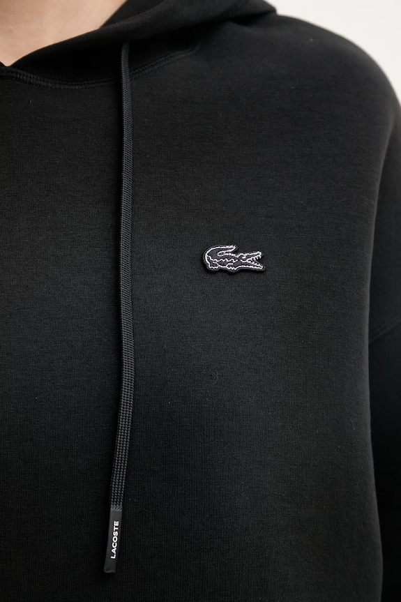 Lacoste bluza z kapturem damska z bawełną SF0048 czarny