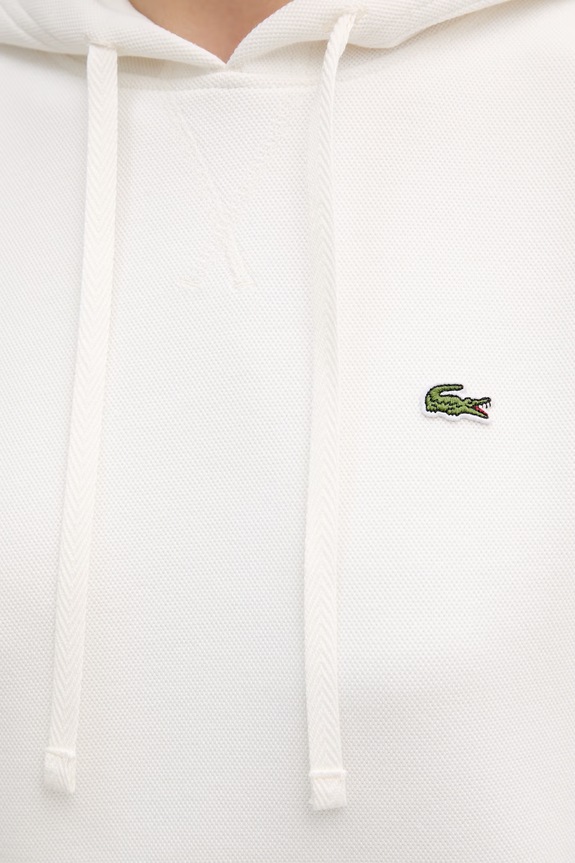 Lacoste bluza z kapturem damska z bawełną SF5259 beżowy