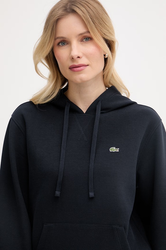 Lacoste bluza z kapturem damska z bawełną granatowy SF5259
