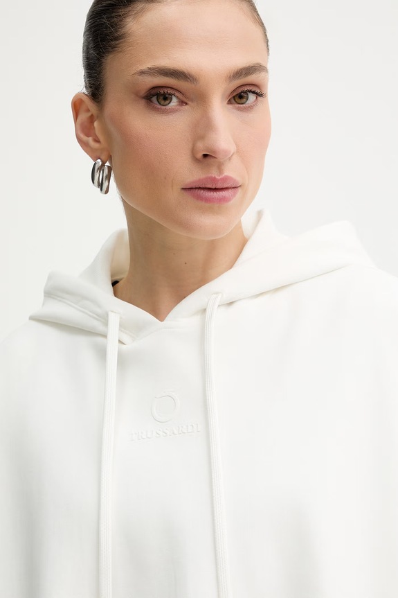 Trussardi mikina s kapucňou dámska bavlnená béžová G8566000235N