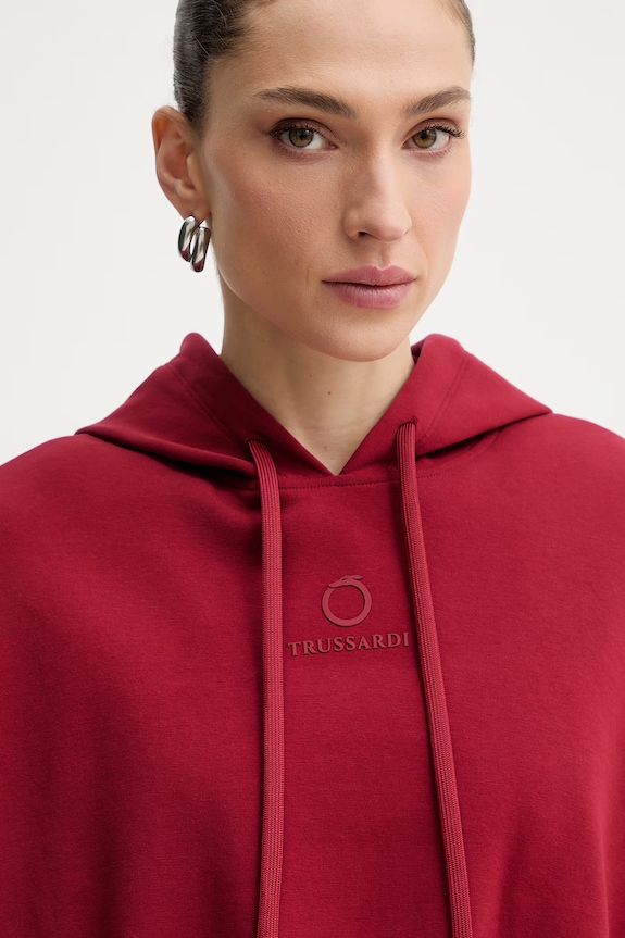 Trussardi mikina s kapucňou dámska bavlnená červená G8566000235N
