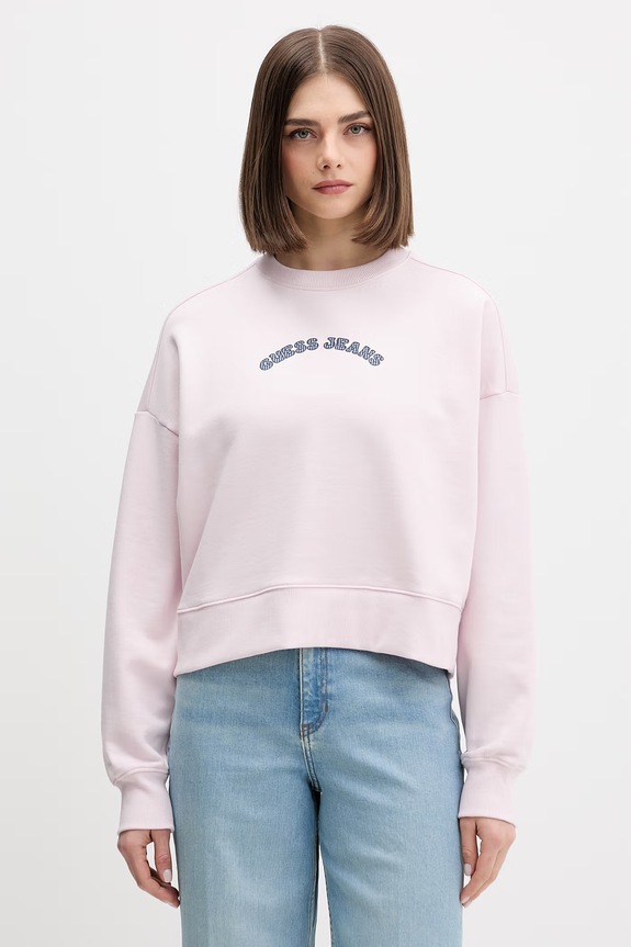 Guess Jeans mikina dámska bavlnená ružová W6GQB0.K68I4