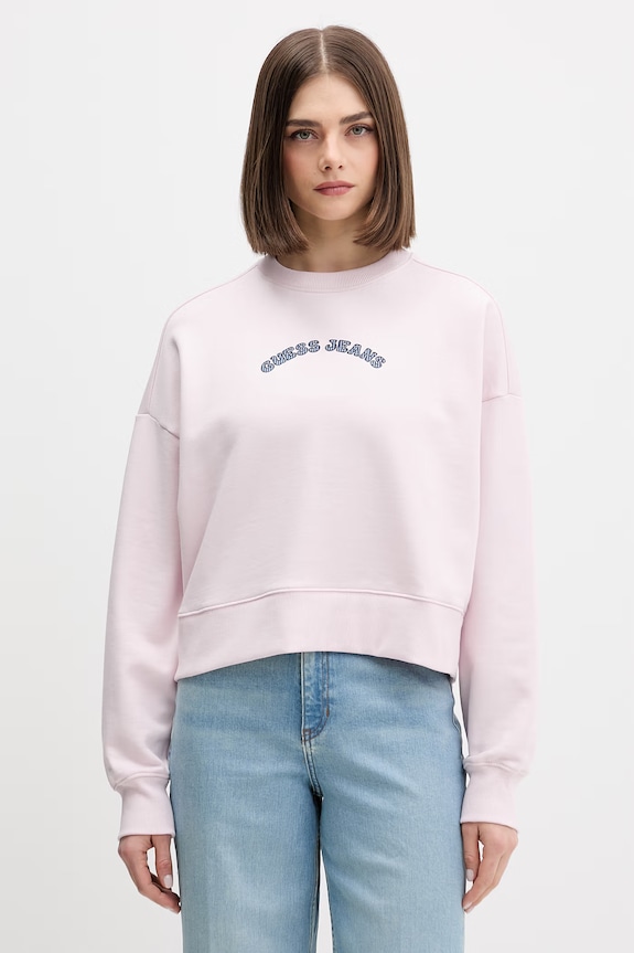 Guess Jeans mikina dámska bavlnená ružová W6GQB0.K68I4