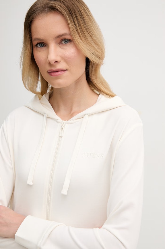 Guess bluza z kapturem damska JUNIE beżowy O6GQ01.KCQP2