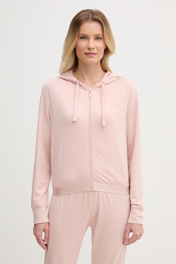 Guess bluza z kapturem damska JUNIE różowy O6GQ01.KCQP2