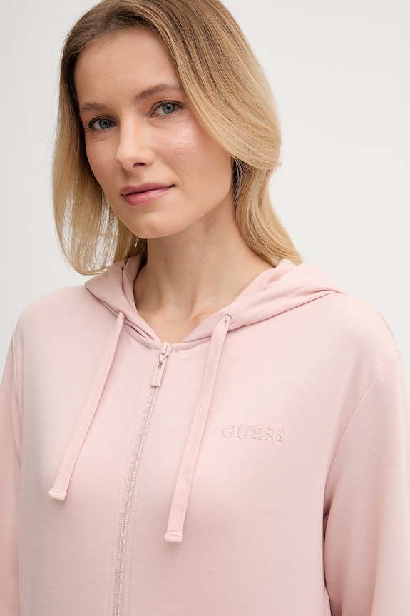 Guess bluza z kapturem damska JUNIE różowy O6GQ01.KCQP2