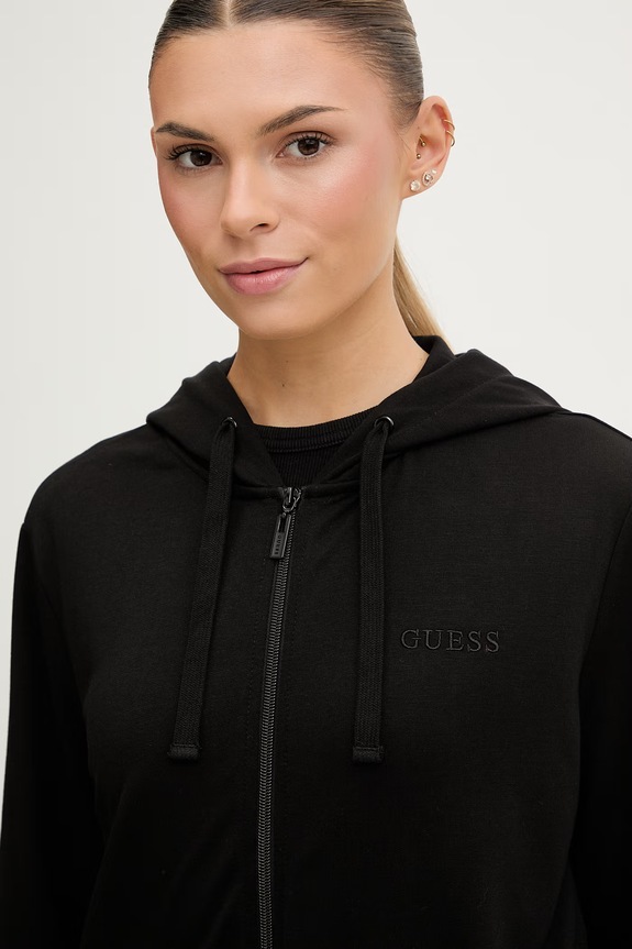 Guess bluza z kapturem damska JUNIE czarny O6GQ01.KCQP2