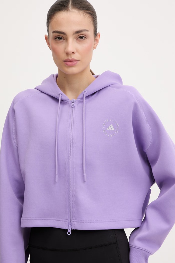 adidas by Stella McCartney športová mikina dámska s bavlnou JZ0654 fialová
