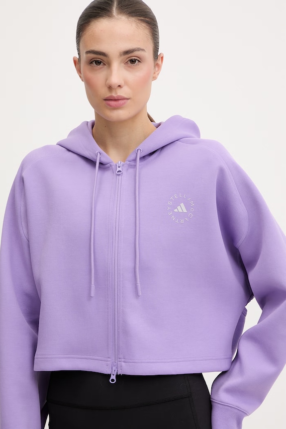 adidas by Stella McCartney športová mikina dámska s bavlnou JZ0654 fialová