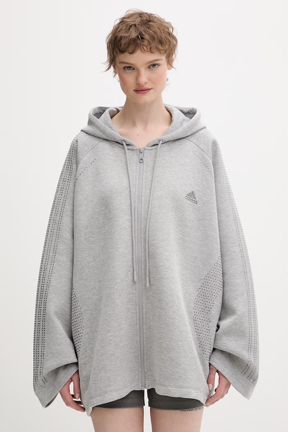 adidas Originals dukserica na zakopčavanje za žene siva KD0497