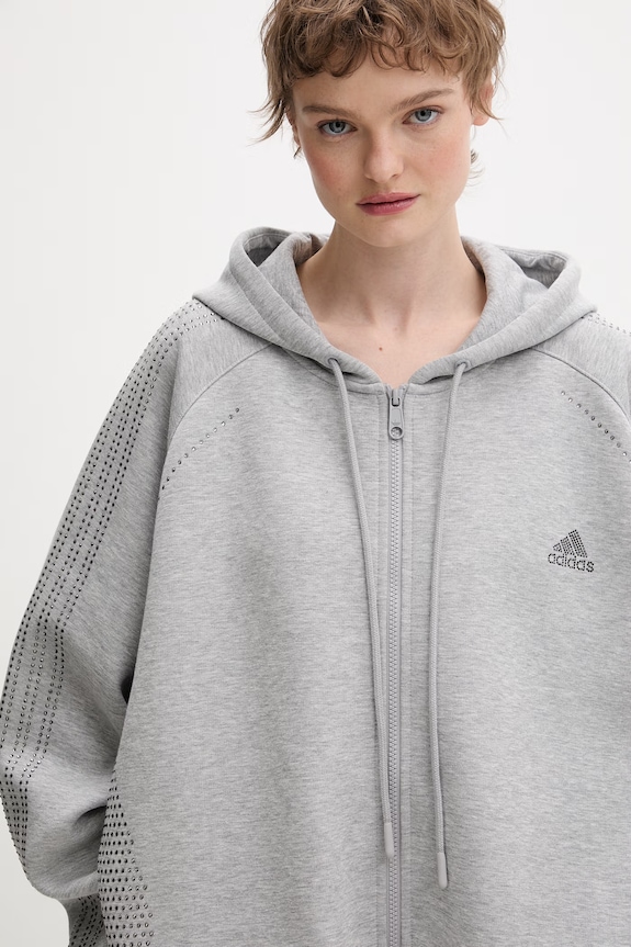adidas Originals dukserica na zakopčavanje za žene siva KD0497