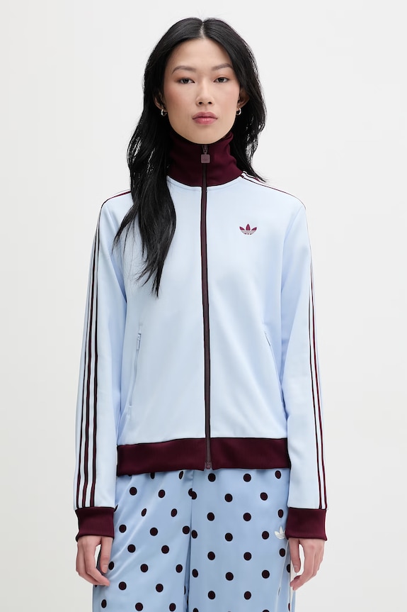 adidas Originals Mikina na zips dámska s bavlnou modrá KD3741