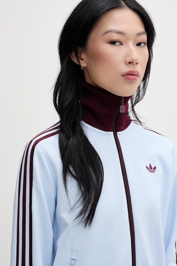 adidas Originals Mikina na zips dámska s bavlnou modrá KD3741