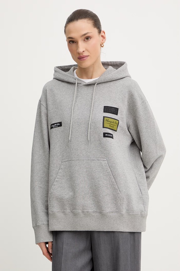 Bavlněná mikina MM6 Maison Margiela s kapucí šedá S52GU0255.M25025.853M
