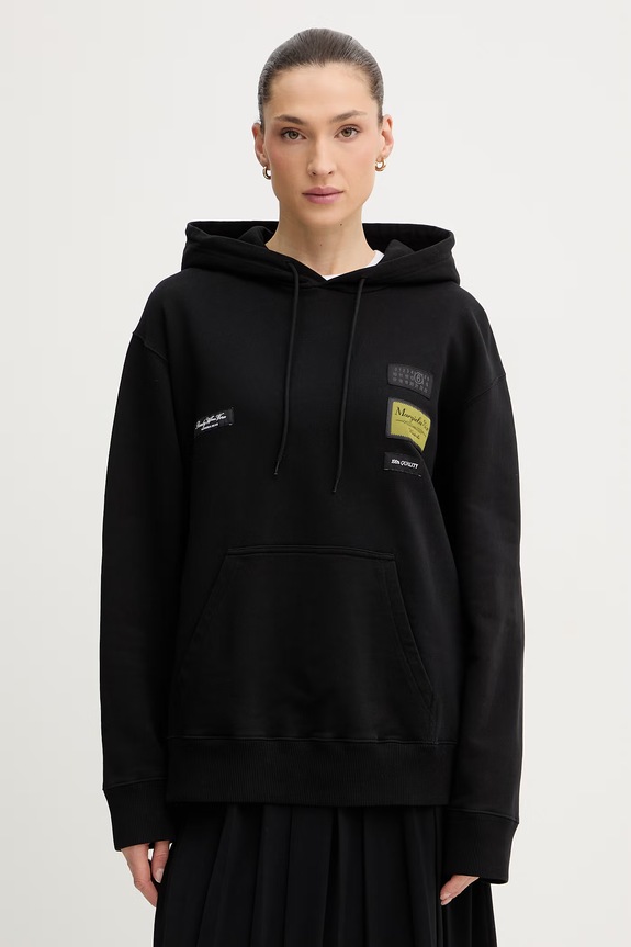 Bavlněná mikina MM6 Maison Margiela s kapucí černá S52GU0255.M25025.900