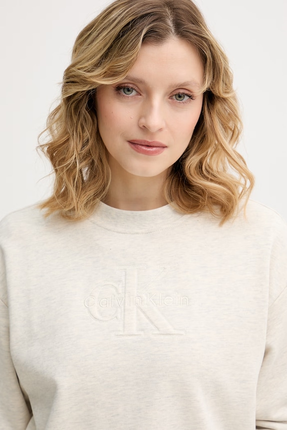 Calvin Klein Jeans pulover ženski bombažen bež LV047F204G