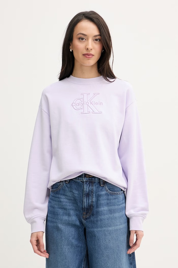 Calvin Klein Jeans pulover ženski bombažen vijolična LV047F204G
