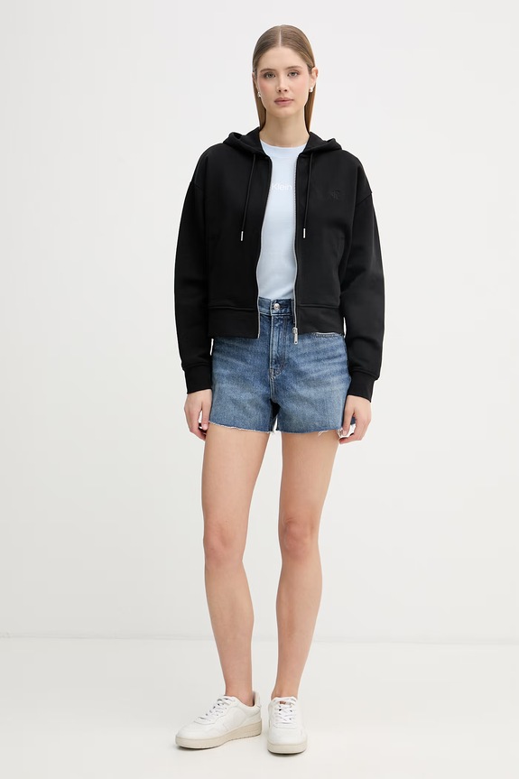 Calvin Klein Jeans mikina dámská bavlněná LV047F208G černá SS26
