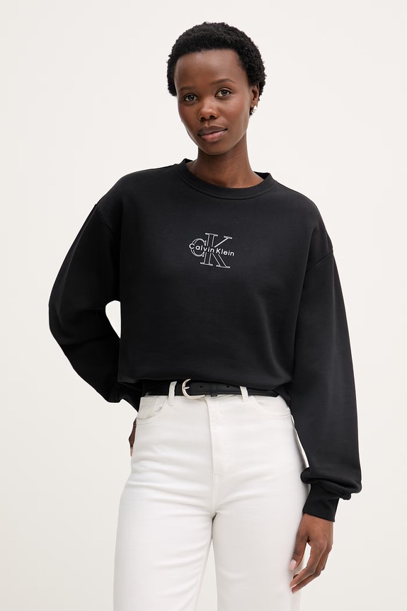 Calvin Klein Jeans mikina dámska bavlnená čierna LV047F838G