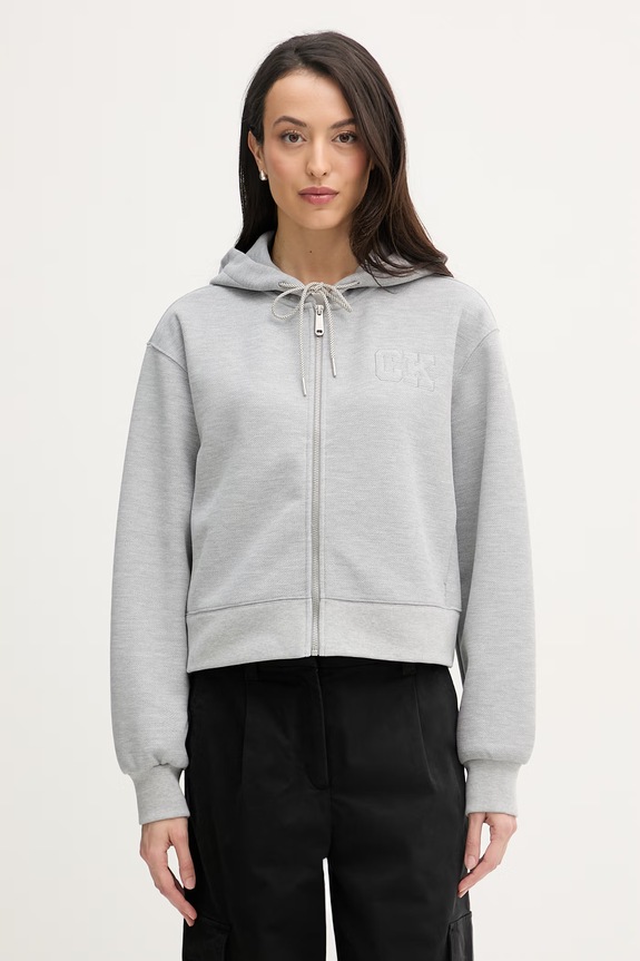Calvin Klein Jeans mikina s kapucňou dámska sivá LV047F236G