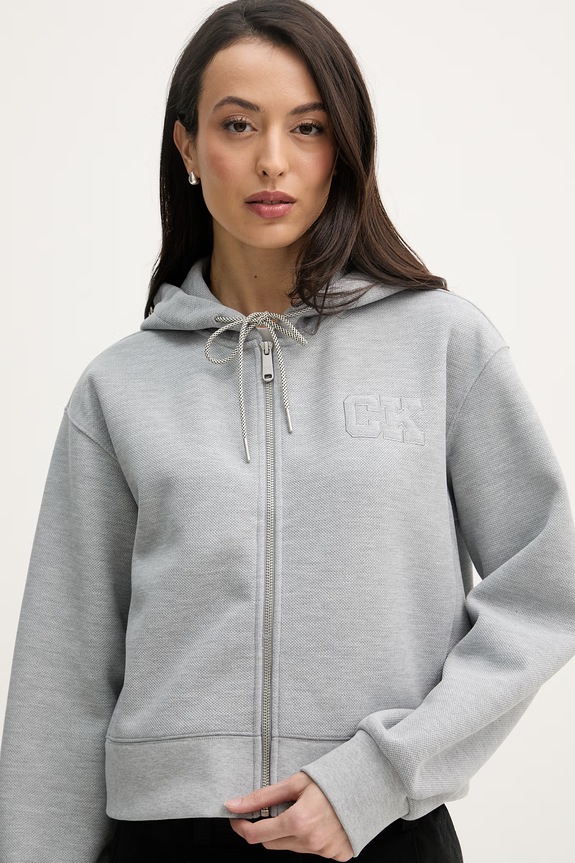 Calvin Klein Jeans mikina s kapucňou dámska sivá LV047F236G