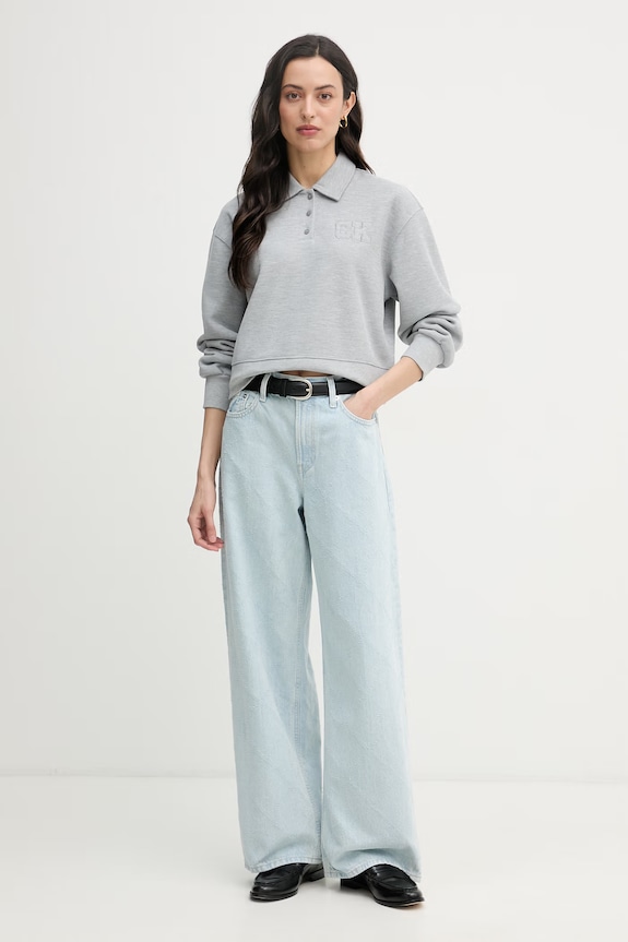 Calvin Klein Jeans mikina dámska LV047F237G sivá SS26
