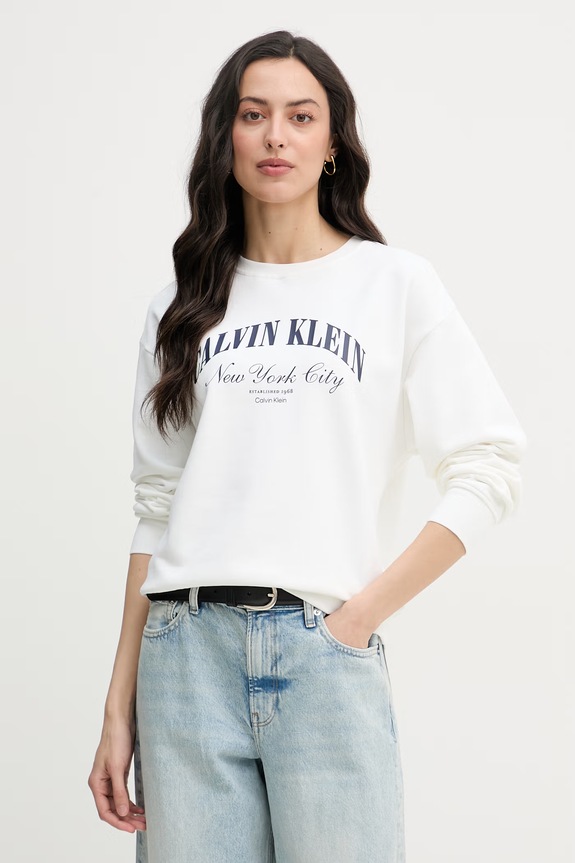 Calvin Klein Jeans mikina dámska bavlnená béžová LV047F818G