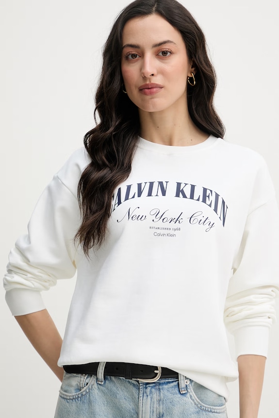 Calvin Klein Jeans mikina dámska bavlnená béžová LV047F818G
