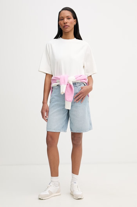 Marc O'Polo T-shirt basic damski bawełniany 5000008257 beżowy SS26