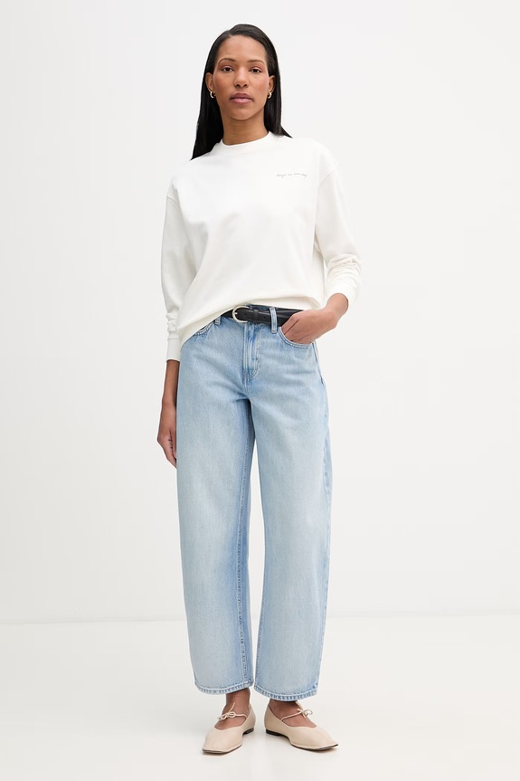 Marc O'Polo bluza oversize damska bawełniana 5000009632 beżowy SS26