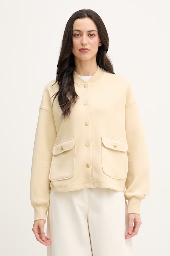 Tommy Hilfiger hanorac cu fermoar pentru femei galben WW0WW48730