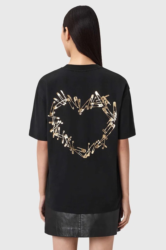 Βαμβακερό μπλουζάκι AllSaints CORA W033JE μαύρο SS26