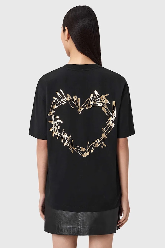 Βαμβακερό μπλουζάκι AllSaints CORA W033JE μαύρο SS26