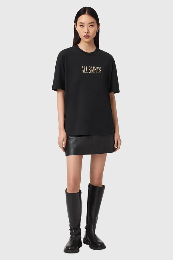 Ρούχα Βαμβακερό μπλουζάκι AllSaints CORA W033JE μαύρο