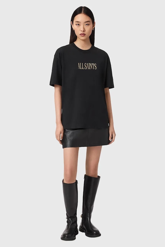Ρούχα Βαμβακερό μπλουζάκι AllSaints CORA W033JE μαύρο