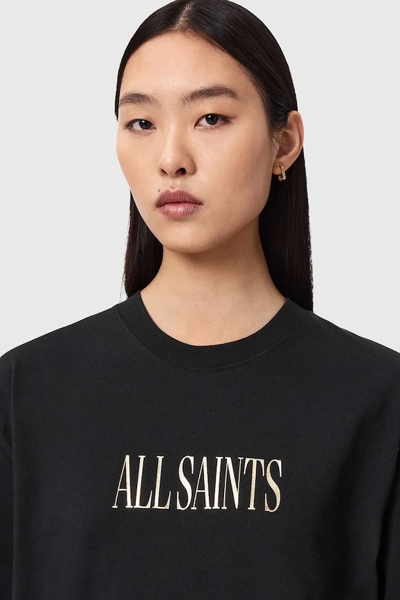 Βαμβακερό μπλουζάκι AllSaints CORA μαύρο W033JE