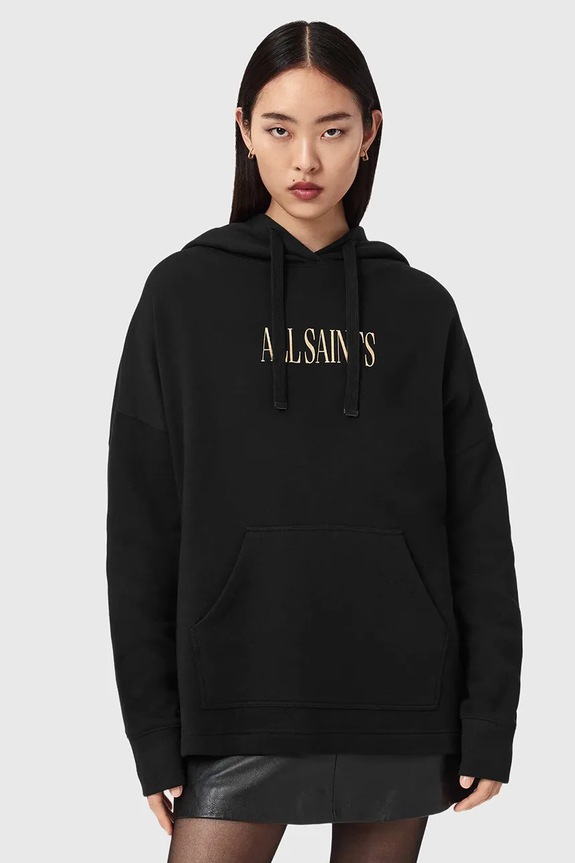 AllSaints bluza bawełniana CORA nadruk czarny W034JE