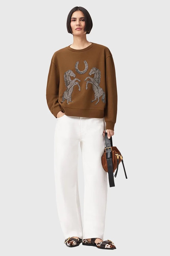 Ρούχα Βαμβακερή μπλούζα AllSaints LUCK W036JE καφέ