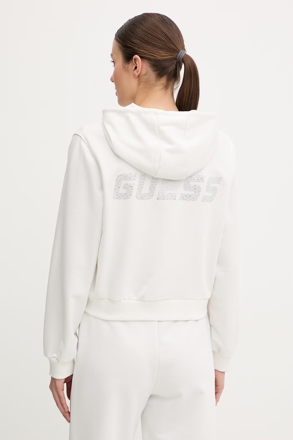 Îmbrăcăminte Guess hanorac cu fermoar pentru femei SILVY V6GQ15.K3093 alb