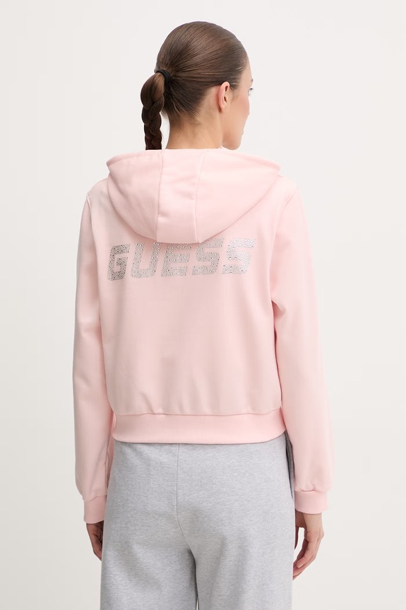 Îmbrăcăminte Guess hanorac cu fermoar pentru femei SILVY V6GQ15.K3093 roz