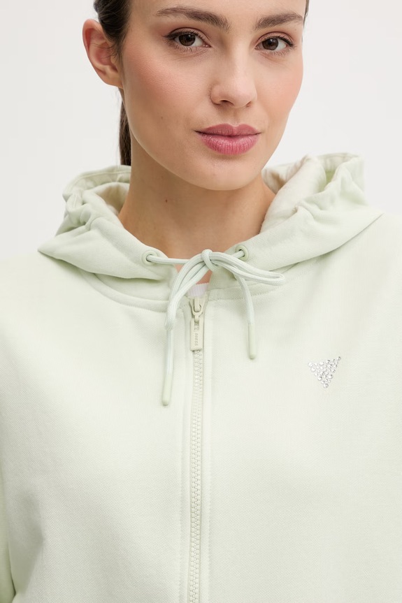 Guess hanorac cu fermoar pentru femei SILVY verde V6GQ15.K3093