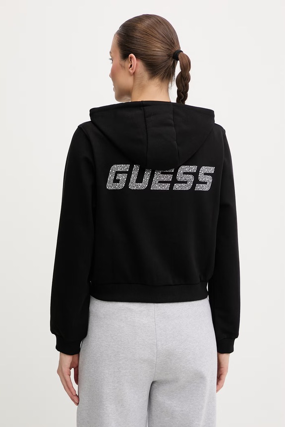 Guess hanorac cu fermoar pentru femei SILVY negru V6GQ15.K3093