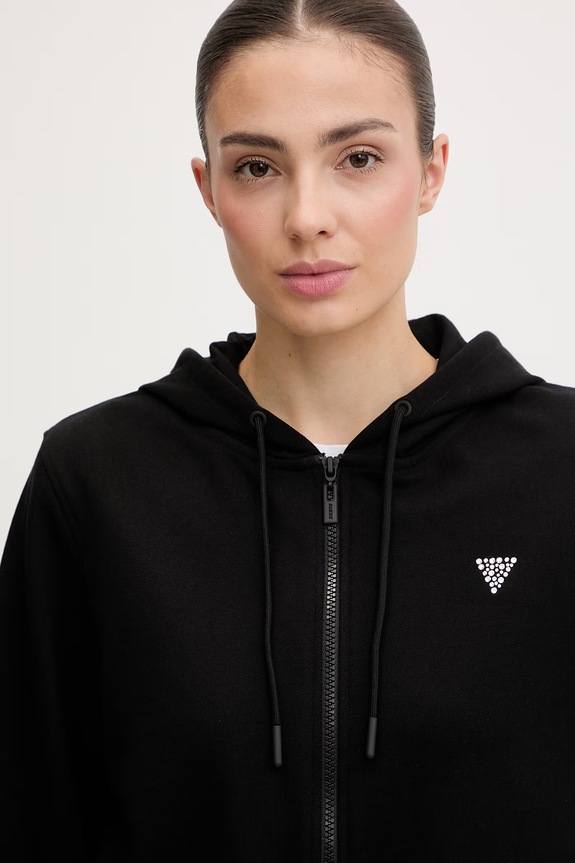 Guess hanorac cu fermoar pentru femei SILVY negru V6GQ15.K3093